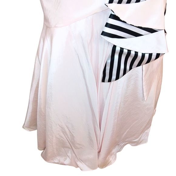 CAMILLE LA VIE STRAPLESS CRYSTAL PINK & BLACK STRIPED PARTY/WEDDING GOWN DRESS - Picture 6 of 7